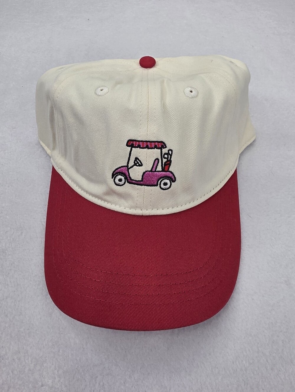 Frasier Sterling Women's Two-Tone Red & Cream Golf Cart Hat Strapback OS NWT